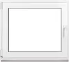 A white framed window against a white background. Produktbild-Vorschau