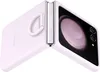 A lavender Samsung flip phone case with a silver ring attachment is shown open against a white background. Produktbild-Vorschau