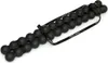 A black spine roller massager with straps on a white background. Anteprima dell’immagine prodotto