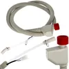 A close-up studio shot of a washing machine inlet hose with an Aquastop feature and electrical connectors. Voir les images du produit