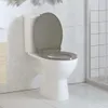 A white toilet with a gray lid and seat is shown in a bathroom setting. Anteprima dell’immagine prodotto