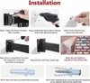 A multi-panel image showing the installation steps for a wall-mounted retractable clothes rack. Produktbild-Vorschau