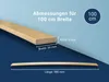 A wooden slat is shown with dimensions and specifications, alongside a circular graphic indicating '100 cm'. Produktbild-Vorschau