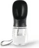 A black and clear portable dog water dispenser bottle with a grey strap, shown against a white background. Produktbild-Vorschau