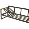 A metal frame of a sectional sofa with a wooden armrest is shown against a white background. Produktbild-Vorschau