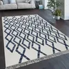 Teppich Wohnzimmer Boho Stil Fransen Handgewebt Produktbild-Vorschau 1
