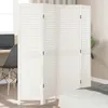A white folding room divider is shown in a room with a desk and chair on the left and a bed on the right. Anteprima dell’immagine prodotto