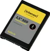 A black 2.5-inch SSD with a yellow and gray label, showing product details and branding. Voir les images du produit