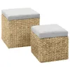 vidaXL Ottoman-Set 2 Stk. Seegras Grau -  Polsterhocker Produktbild-Vorschau 2