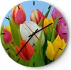 Wanduhr - Rund - Glasuhr - Tulpen Blumenstrauß Blumen Tau - Produktbild-Vorschau 1