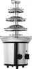 A stainless steel chocolate fountain with size measurements indicated. Náhled obrázku produktu