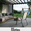 Krzesła ogrodowe metalowe zestaw na taras balkon beżowe Podgląd zdjęcia produktu 3