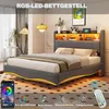 Lit design suspendu rembourré 160x200 en tissu lin, lit de Voir les images du produit 7