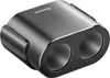 A black car charger splitter with two USB ports and two cigarette lighter sockets. Produktbild-Vorschau