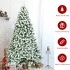 A flocked artificial Christmas tree with decorative icons and text on the right side. Anteprima dell’immagine prodotto