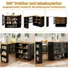Collage of images showing a multifunctional bar table with storage in various configurations and settings. Produktbild-Vorschau