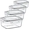 Four clear plastic food storage containers are stacked diagonally. Produktbild-Vorschau