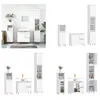 A collage of bathroom furniture sets, including cabinets and sinks, presented in various configurations. Produktbild-Vorschau