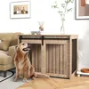 A golden retriever dog sits in front of a wooden dog crate in a living room setting. Podgląd zdjęcia produktu