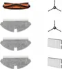 A collection of robot vacuum cleaner accessories, including a brush roll, mop pads, side brushes, and filters, arranged on a white background. Anteprima dell’immagine prodotto