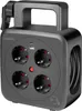 A black LogiLink power strip with four sockets and two USB ports, shown from the front. Podgląd zdjęcia produktu