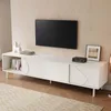 TV komoda Merax s 3 posuvnými dvierkami a sklenenou doskou, Náhľad obrázku produktu 5