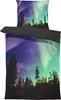 Bettwäsche 135x200 cm Polarlichter Nordlichter grün schwarz Produktbild-Vorschau 1