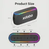 A diagram showing the dimensions and button layout of a portable speaker. Produktbild-Vorschau