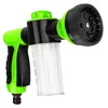 A green and black foam cannon sprayer with a clear reservoir, isolated on a white background. Podgląd zdjęcia produktu