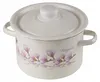 A white enamel pot with a floral design and the word "Magnolia" printed on it. Produktbild-Vorschau