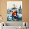 Schiff und Skyline Leinwandbild Wandbild Kunstdruck XL Produktbild-Vorschau 2