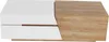 A modern coffee table with a white drawer section and a wood-grain top section, viewed from a slightly elevated side angle. Náhľad obrázku produktu