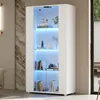 Merax Vitrinenschrank mit LED Beleuchtung, Glasvitrine mit Produktbild-Vorschau 4