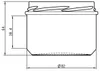 A technical drawing of a glass jar with dimensions indicated. Náhled obrázku produktu