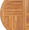 A close-up, top-down view of a round wooden table surface made of teak planks. Anteprima dell’immagine prodotto
