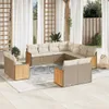 11-tlg. Garten-Sofagarnitur mit Kissen Beige Poly Rattan Produktbild-Vorschau 2