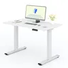 A white standing desk with a monitor, keyboard, mouse, and a small vase of flowers. Anteprima dell’immagine prodotto