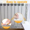 Close-up of a person cutting insulation material and applying it to a radiator. Produktbild-Vorschau