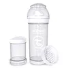 A baby bottle and accessories are displayed against a white background. Produktbild-Vorschau