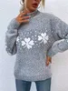 ASKSA Damen Weihnachten Pullover Strickpulli Hohem Kragen Produktbild-Vorschau 2