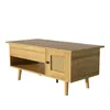 A wooden coffee table with a cane door on a white background. Podgląd zdjęcia produktu