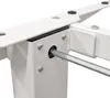 A close-up view of the metal frame of an adjustable desk, showing a hex wrench being used to tighten a screw. Podgląd zdjęcia produktu