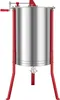 A manual honey extractor with a stainless steel drum and red metal legs. Anteprima dell’immagine prodotto