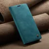 A teal-colored phone case is displayed on a textured brown background. Produktbild-Vorschau