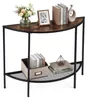COSTWAY Console tafel, bijzettafel half rond met 2 niveaus, Productafbeelding-voorbeeld 1