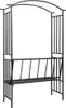 Záhradná pergola s lavičkou čierna 128x50x207 cm železná Náhľad obrázku produktu 4