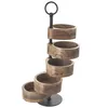 A multi-tiered serving stand with wooden bowls. Podgląd zdjęcia produktu