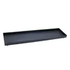 A long, rectangular dark gray metal tray with small round feet, shown from a diagonal angle against a white background. Voir les images du produit