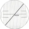 A round metal grill grate with a diagonal line indicating its diameter. Produktbild-Vorschau