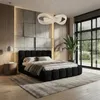 Polsterbett 180x200 cm - Bouclé Stoff - Schwarz - mit Produktbild-Vorschau 1